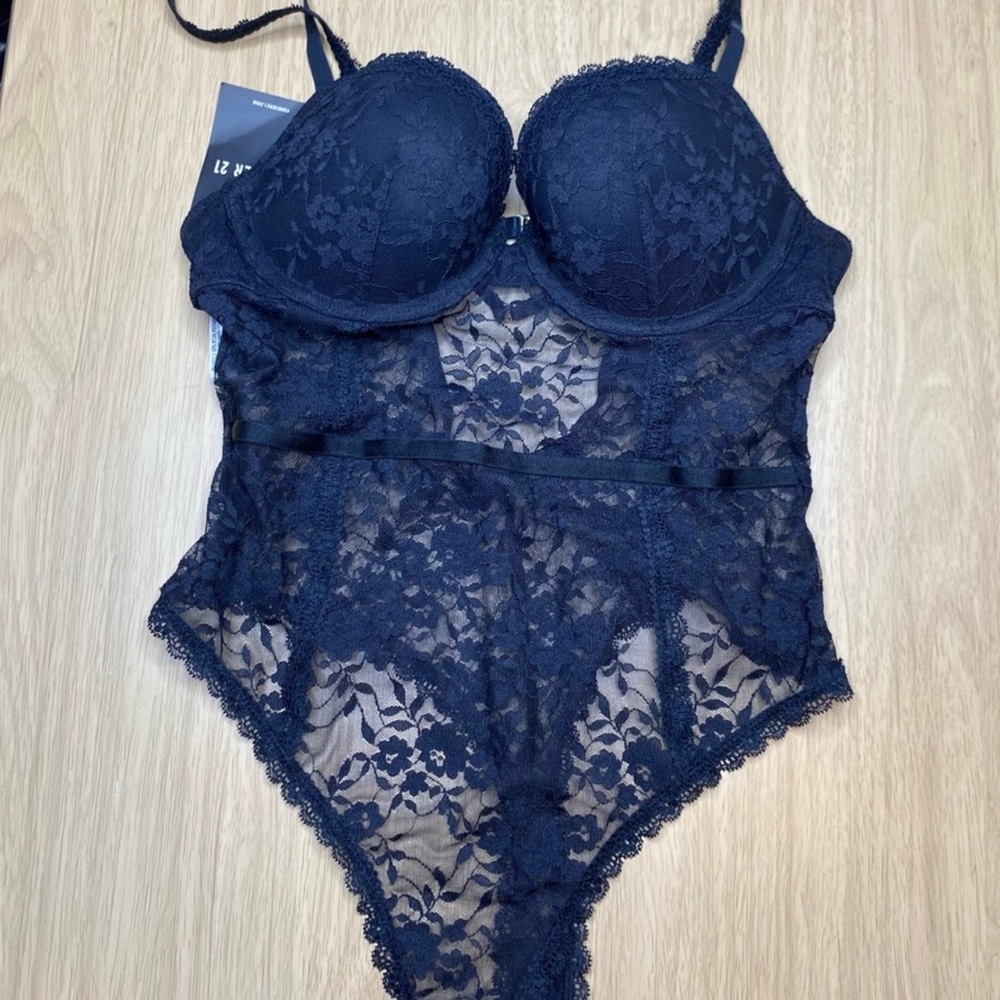 COPY - Forever 21 black lace bodysuit NWOT